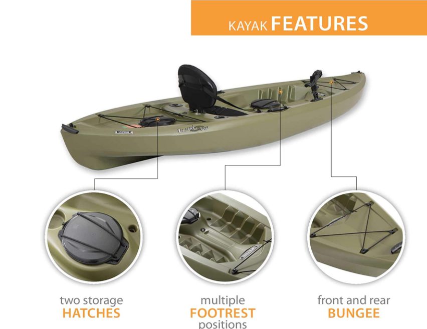 Lifetime Tamarack Angler Sit-On-Top Kayak, Olive, 120