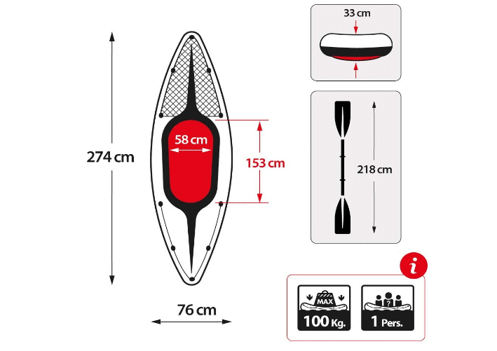 Intex Challenger Kayak dimensions